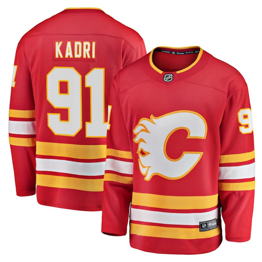 Men Calgary Flames #91 Nazem Kadri Fanatics Branded Red Home Breakaway Player NHL Jersey->customized nhl jersey->Custom Jersey